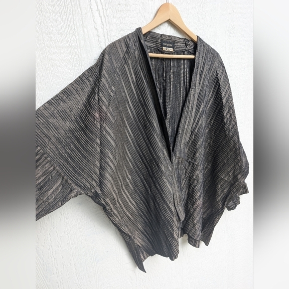 Vintage Eskandar Neiman Marcus Silk Blend Crinkle Cropped Duster Size 0 - Picture 2 of 13